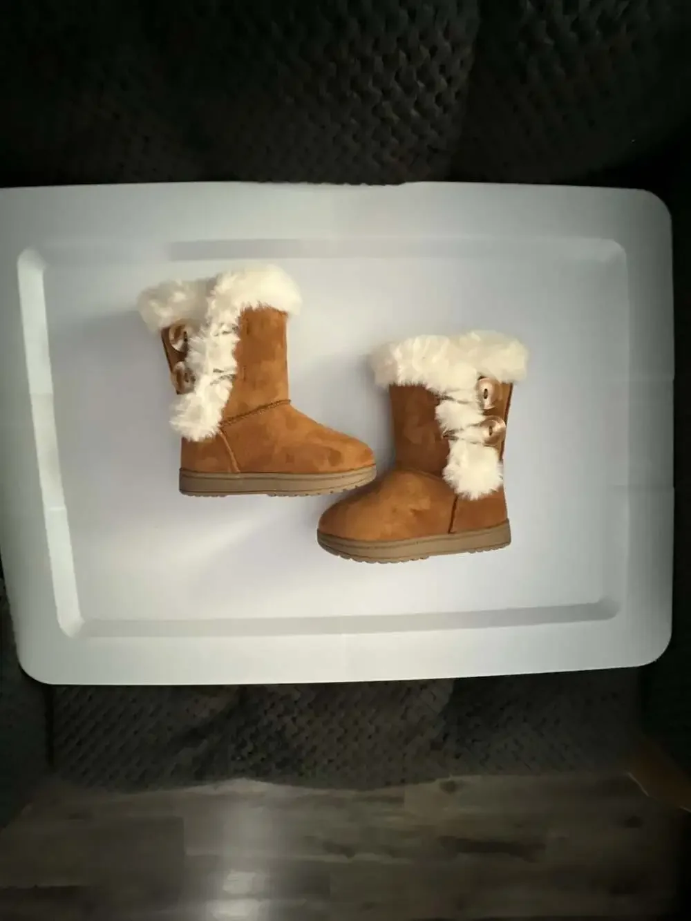 Jumping Beans® Noraa Toddler Girls Faux-Fur Boots Size 5 toddler Chestnut color